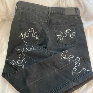 Hand painted flame jeans